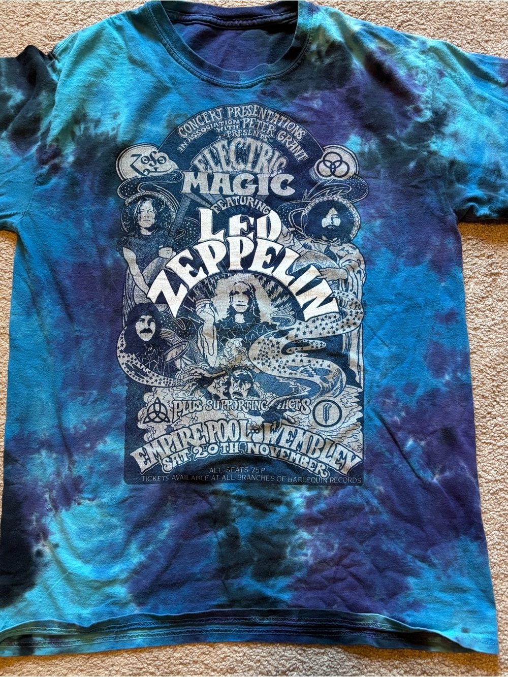 Source Unknown Blue & Purple Tie-Dye Led Zeppelin Graphic Tee